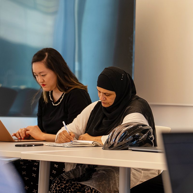 Students in professional development workshop
